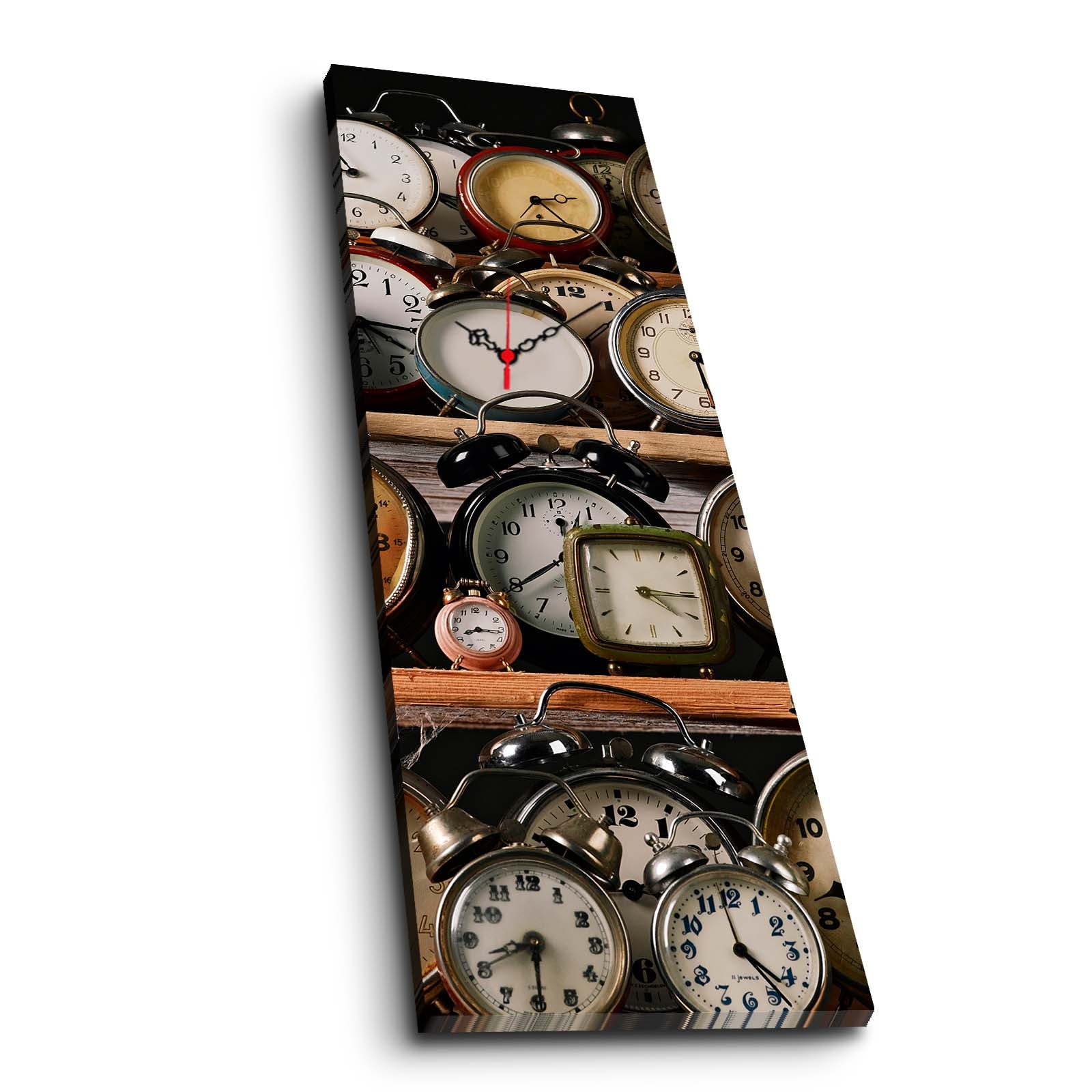 Relógio de Parede Decorativo em Tela Suede 100% 30 x 90 cm Multicolor – Moldura de Madeira 3 cm (3090CS-25)