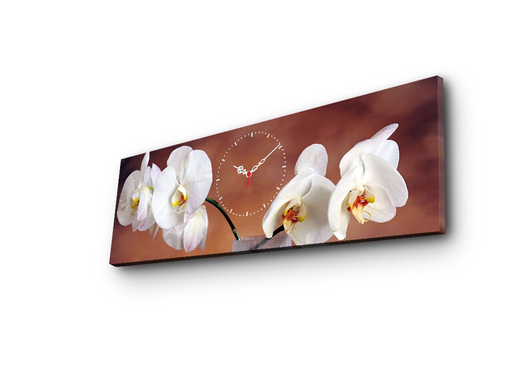 Relógio de Parede em Tela Suede (Canvas) 30x90 cm Multicolor com Moldura de Madeira 3 cm – Modelo 3090CS-28