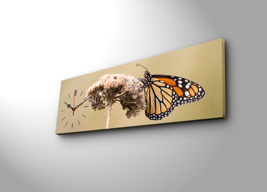 Relógio de Parede em Tela Suede Multicolor 30x90 cm com Moldura de Madeira 3 cm (Modelo 3090CS-33)