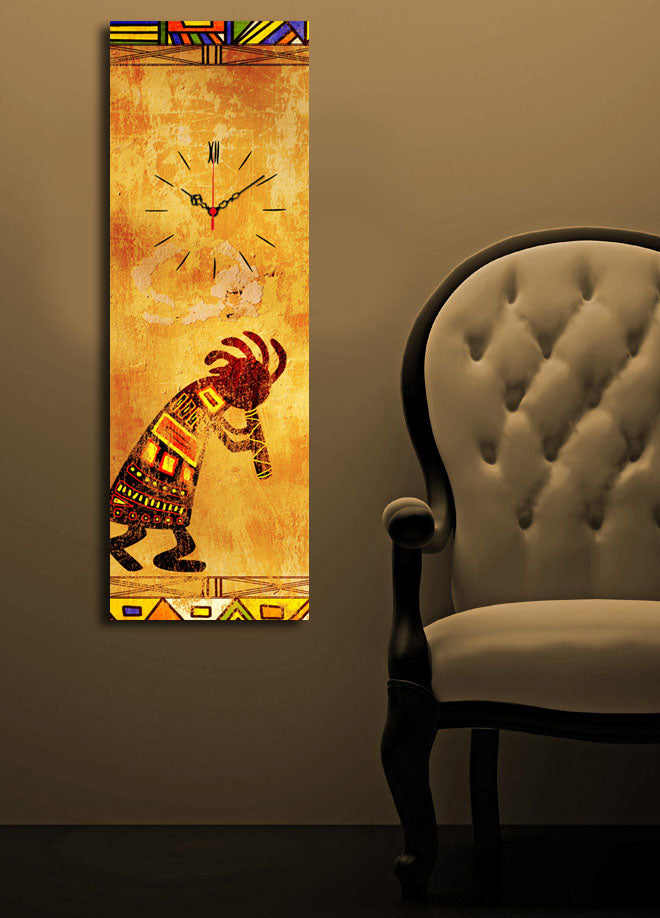 Relógio de parede decorativo elegante em tela, 30 x 90 cm, 100% camurça, estrutura de madeira resistente de 3 cm | Perfeito para decoração de casa e espaços modernos