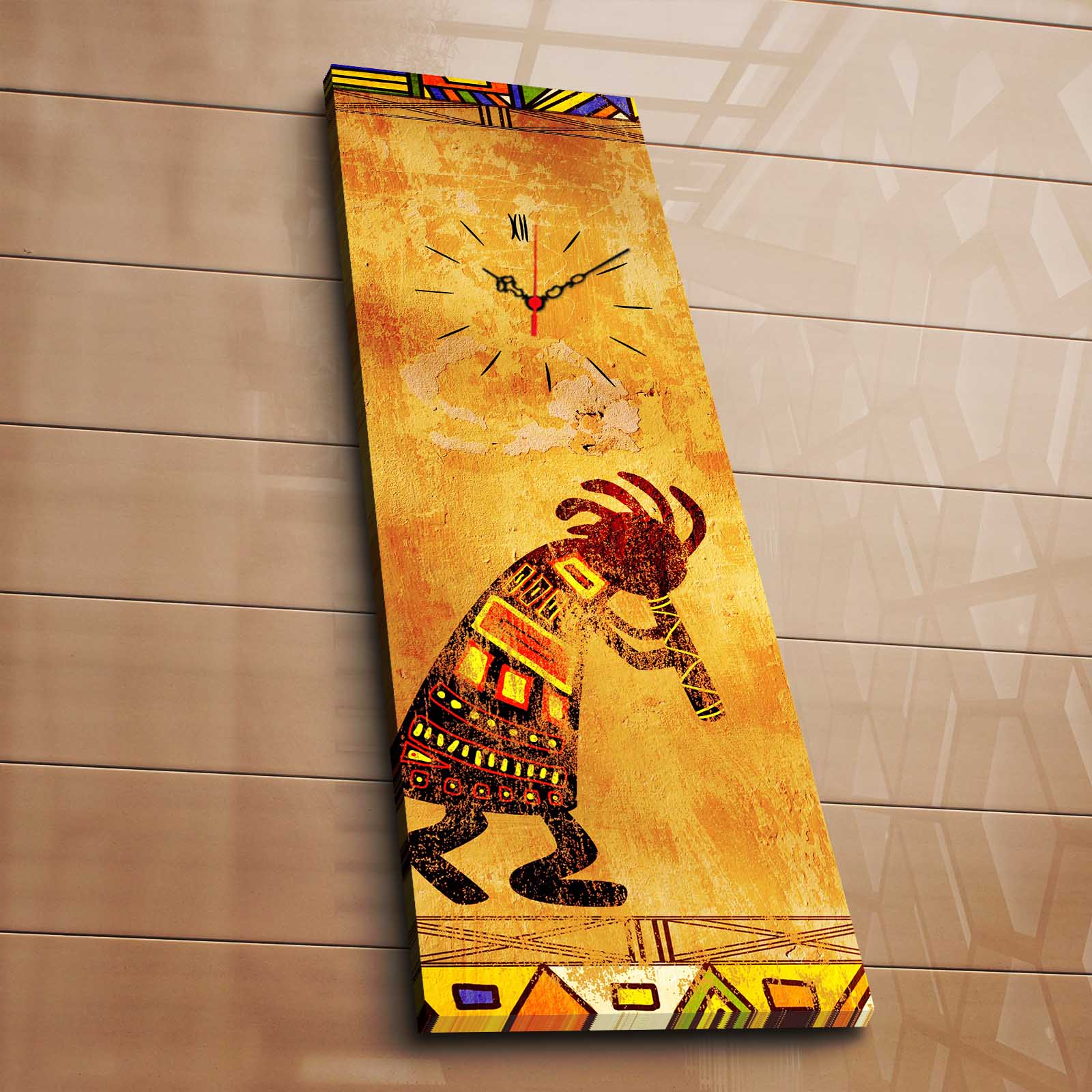 Relógio de parede decorativo elegante em tela, 30 x 90 cm, 100% camurça, estrutura de madeira resistente de 3 cm | Perfeito para decoração de casa e espaços modernos