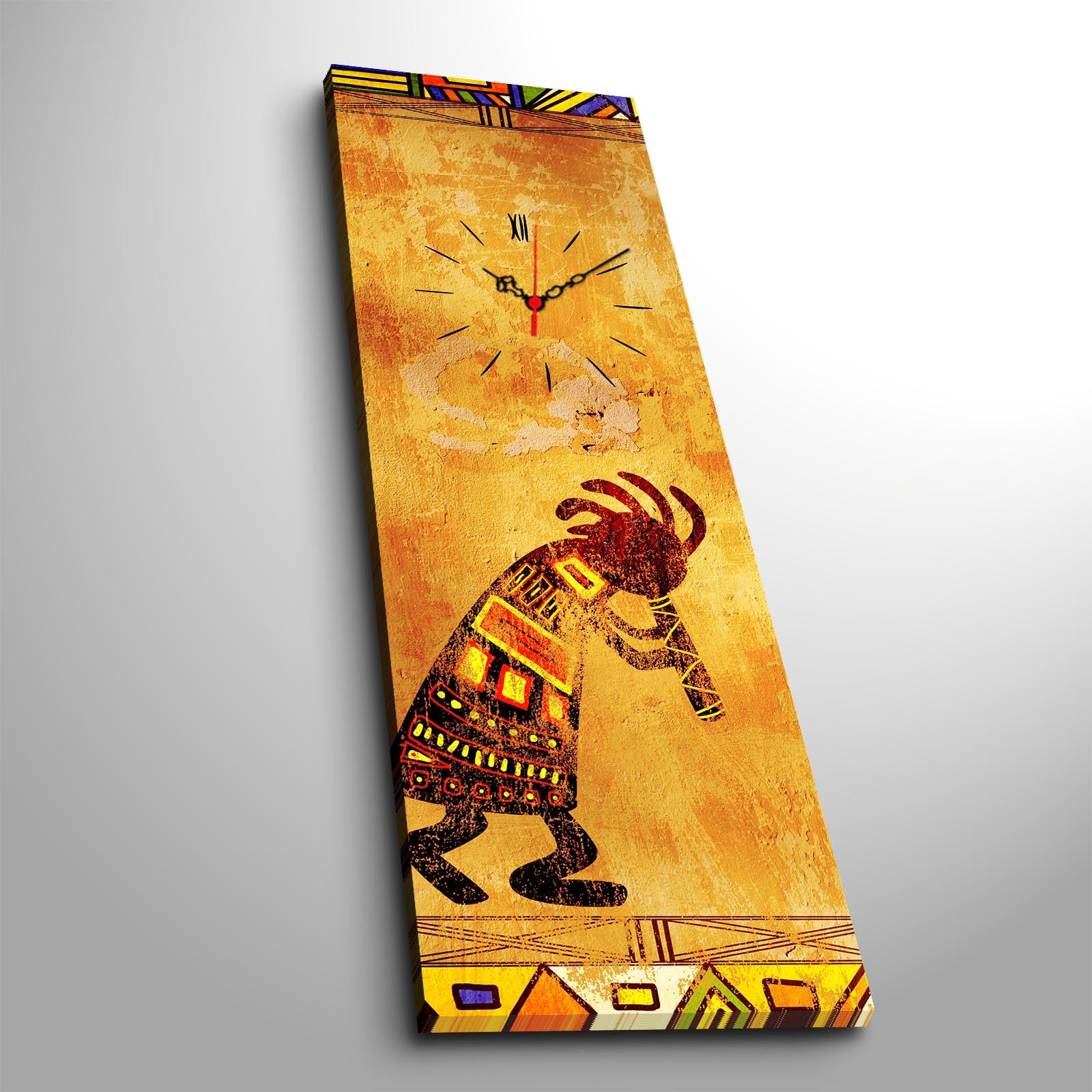 Relógio de parede decorativo elegante em tela, 30 x 90 cm, 100% camurça, estrutura de madeira resistente de 3 cm | Perfeito para decoração de casa e espaços modernos