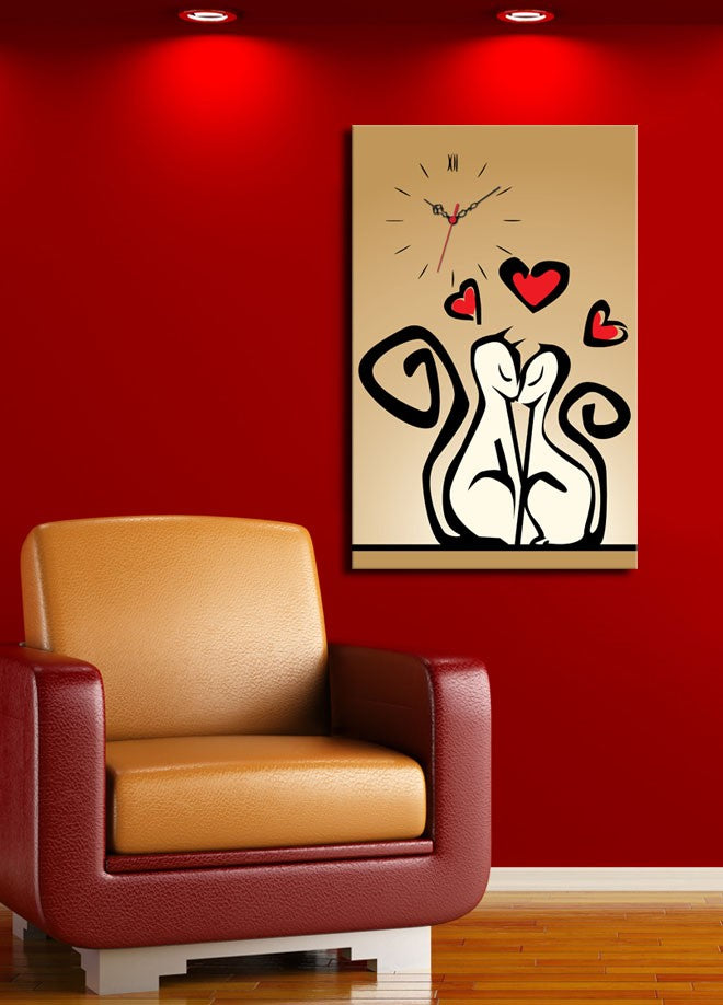 Relógio de parede decorativo elegante em tela, 45 x 70 cm, 100% camurça, estrutura de madeira resistente de 3 cm | Perfeito para decoração de casa e espaços modernos