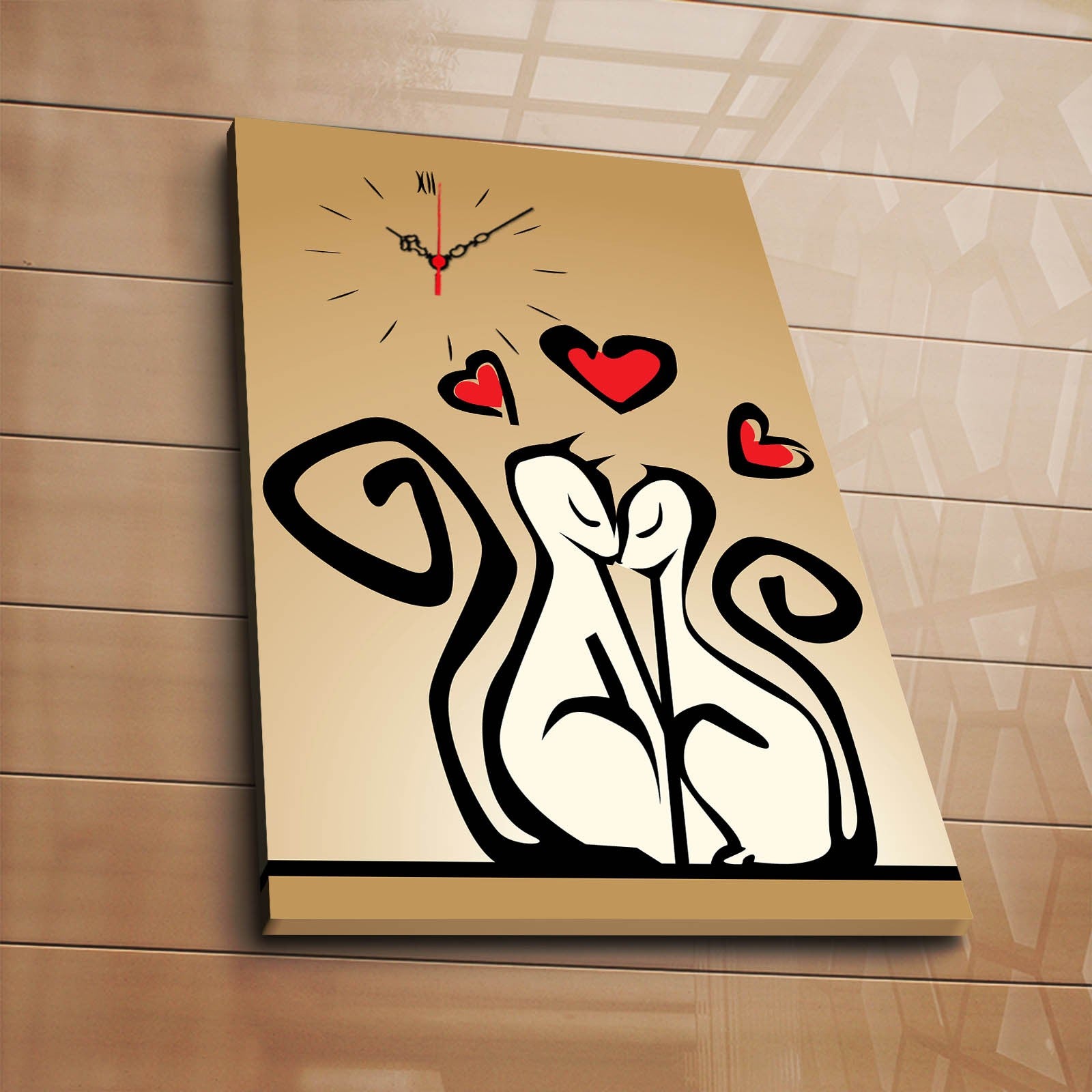 Relógio de parede decorativo elegante em tela, 45 x 70 cm, 100% camurça, estrutura de madeira resistente de 3 cm | Perfeito para decoração de casa e espaços modernos