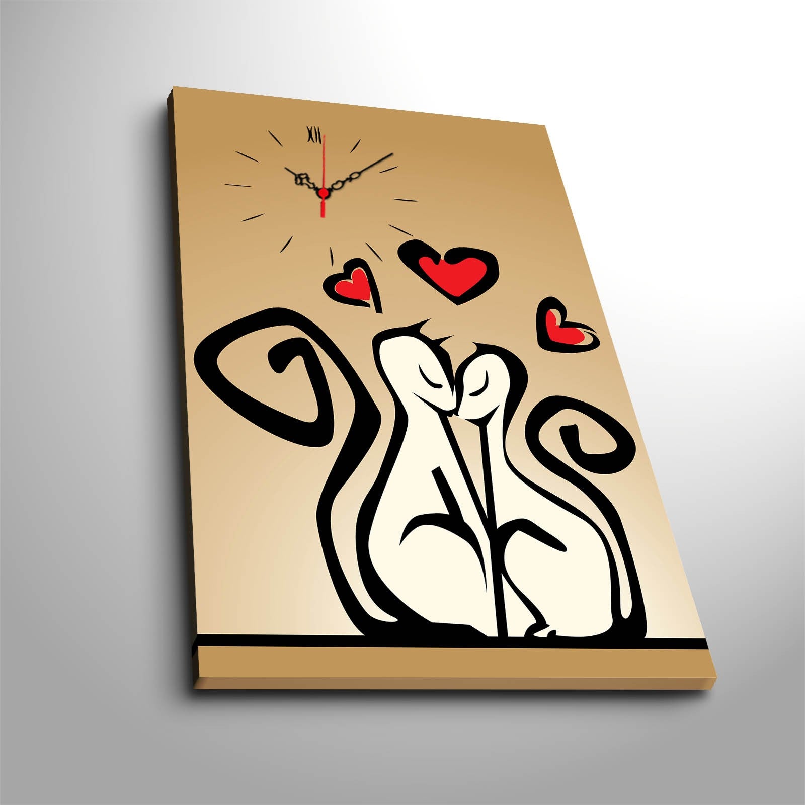 Relógio de parede decorativo elegante em tela, 45 x 70 cm, 100% camurça, estrutura de madeira resistente de 3 cm | Perfeito para decoração de casa e espaços modernos