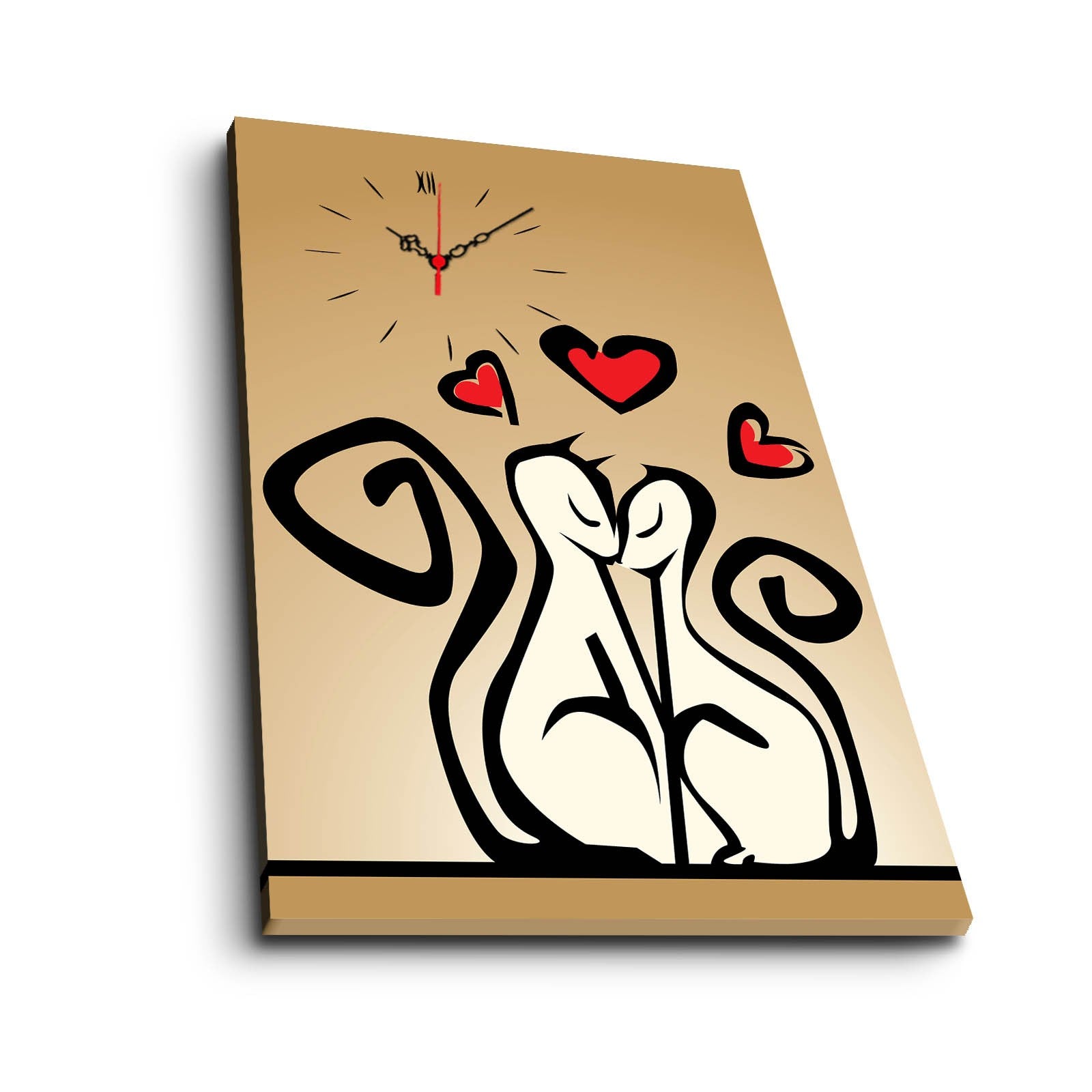 Relógio de parede decorativo elegante em tela, 45 x 70 cm, 100% camurça, estrutura de madeira resistente de 3 cm | Perfeito para decoração de casa e espaços modernos