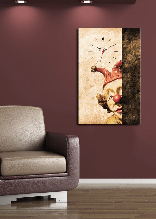 Relógio de Parede em Tela Suede 100% Multicolor 45 x 70 cm com Moldura de Madeira (3 cm) – 5070CS-49