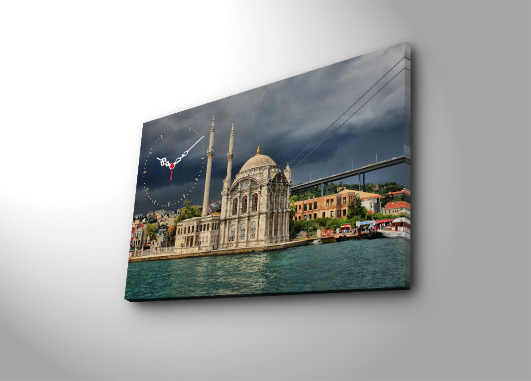 Relógio de Parede Decorativo em Tela Suede 100% - Multicolor, 45 x 70 cm, Moldura de Madeira 3 cm