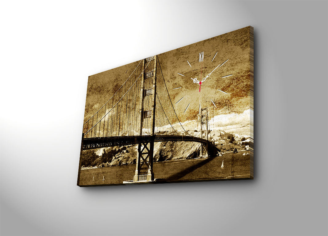 Relógio de Parede em Tela Decorativa Multicolor 45x70 cm, Tela Suede 100% e Moldura de Madeira 3 cm – 5070CS-66