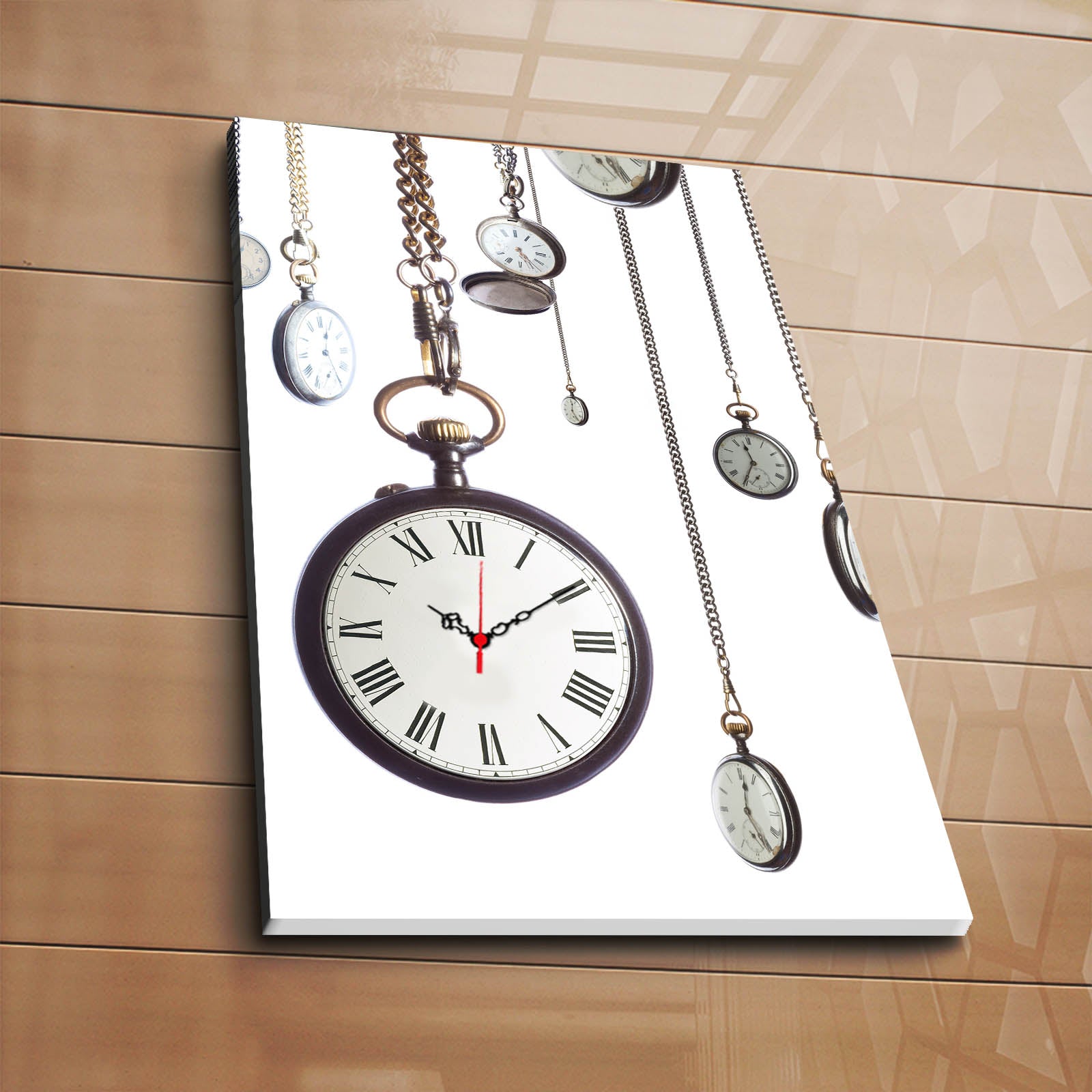 Relógio de parede decorativo elegante em tela, 45 x 70 cm, 100% camurça, estrutura de madeira resistente de 3 cm | Perfeito para decoração de casa e espaços modernos