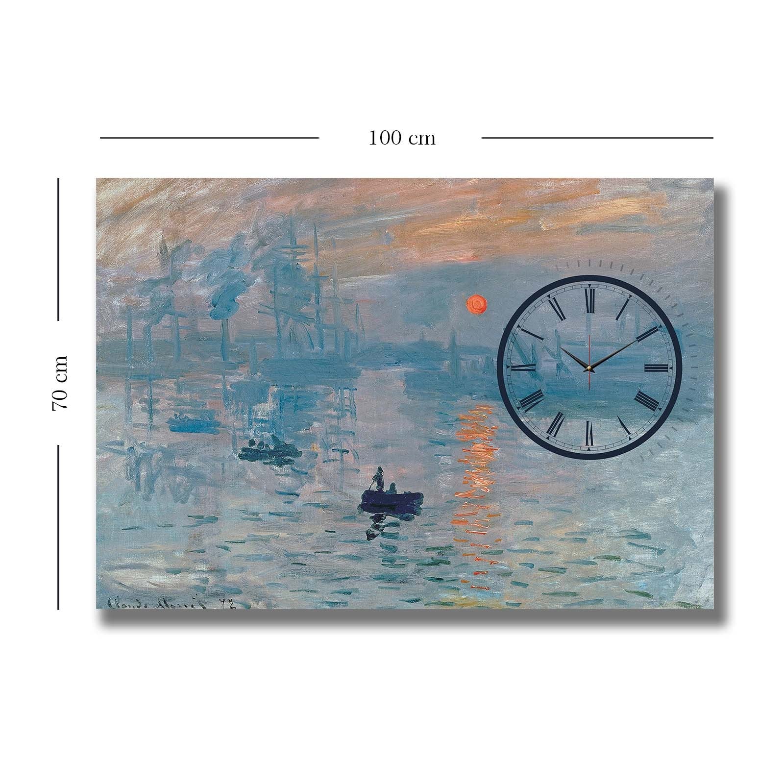 Relógio de Parede em Tela Decorativa 70x100 cm Multicolor – 100% Suede Canvas, Moldura de Madeira 2,8 cm (Modelo 70100CS-001)