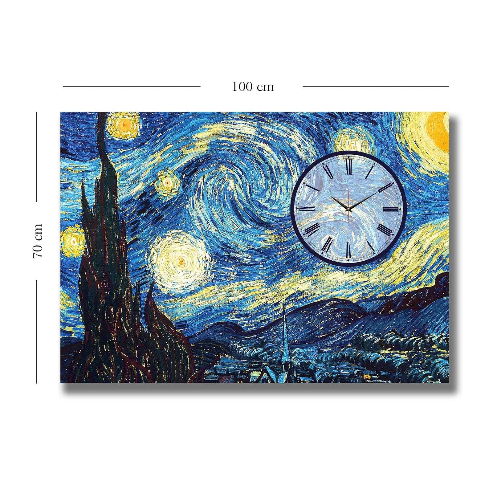 Relógio de Parede em Tela Decorativa 70x100 cm (Multicolor) – Suede 100% com Moldura de Madeira 2,8 cm – Modelo 70100CS-006