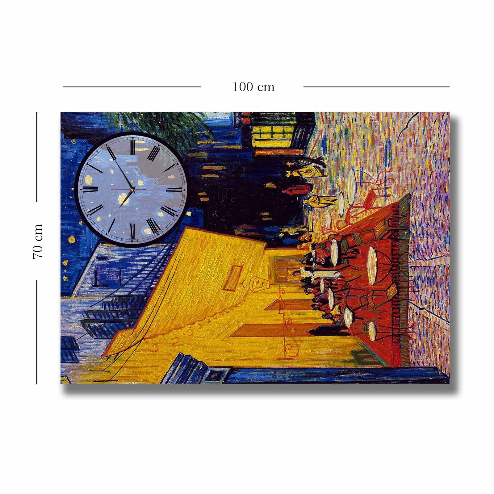Relógio de Parede em Tela Decorativa 70x100 cm – Multicolor | Tela Camurça 100% | Moldura de Madeira 2,8 cm