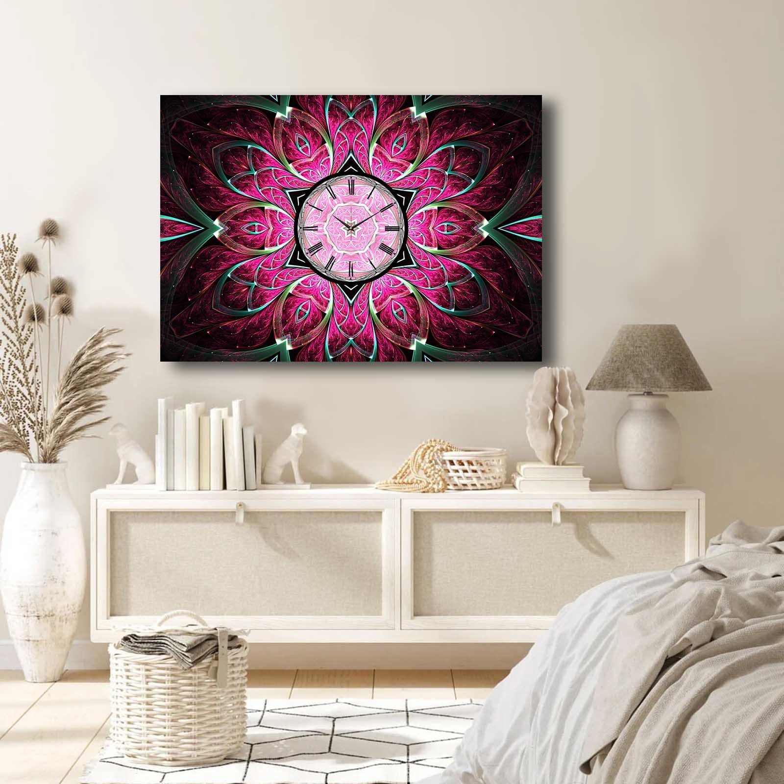 Relógio de Parede Decorativo em Tela Suede 70x100 cm, Multicolor, Moldura de Madeira 2,8 cm – 70100CS-014