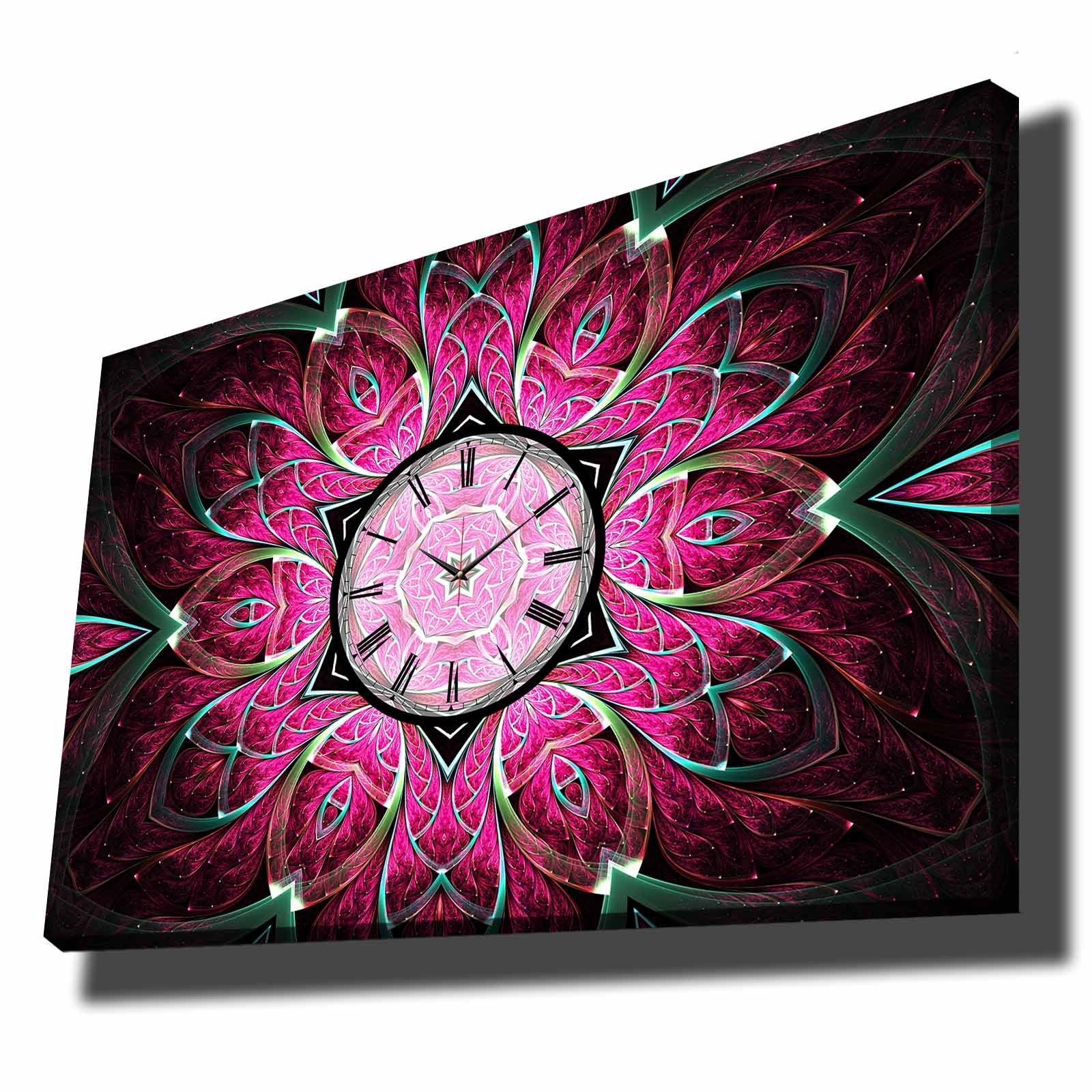 Relógio de Parede Decorativo em Tela Suede 70x100 cm, Multicolor, Moldura de Madeira 2,8 cm – 70100CS-014