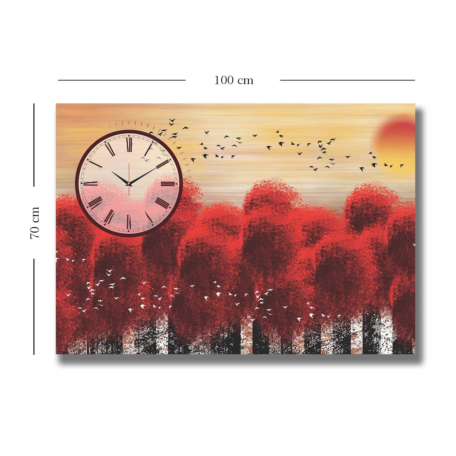 Relógio de Parede em Tela Suede Multicolor 70x100 cm com Moldura de Madeira 2,8 cm – 70100CS-019