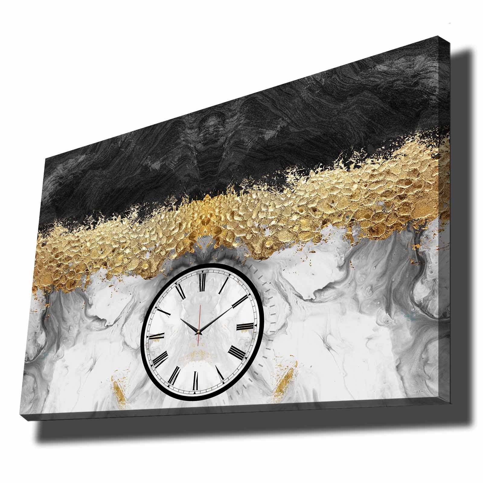 Relógio de Parede Decorativo em Tela Suede 70x100 Multicolor com Moldura de Madeira 2,8 cm