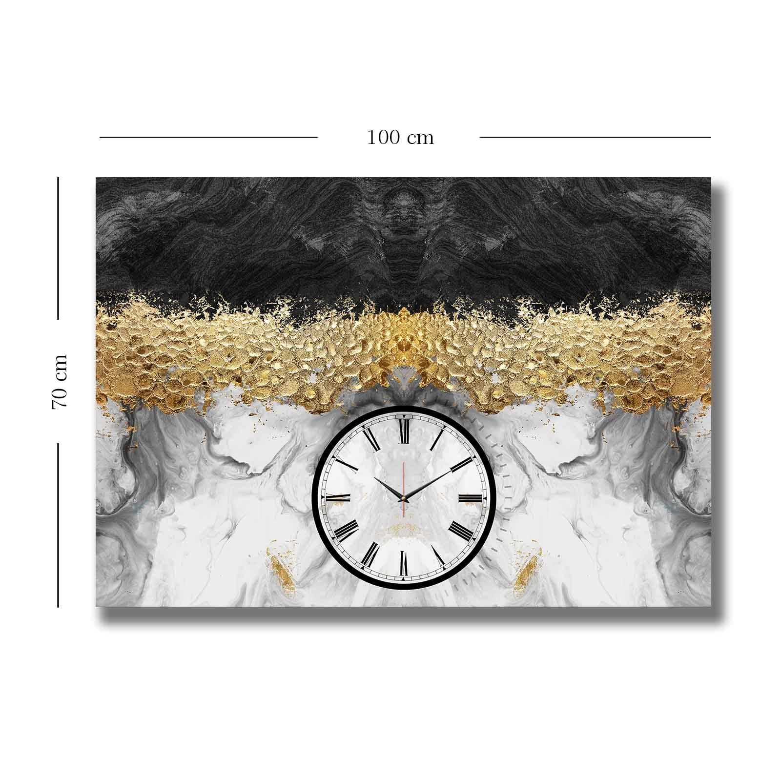 Relógio de Parede Decorativo em Tela Suede 70x100 Multicolor com Moldura de Madeira 2,8 cm