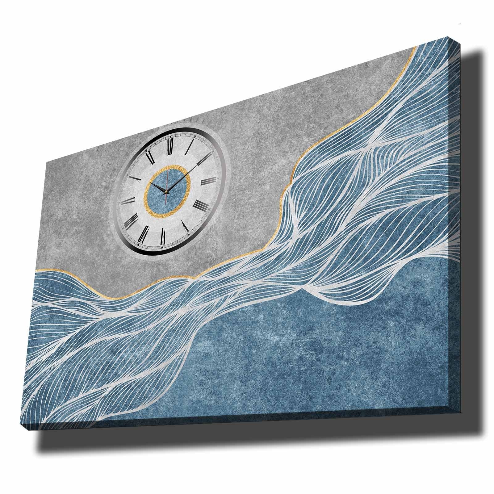 Relógio de Parede Decorativo em Tela Suede 100% 70 x 100 cm, Multicolor, Moldura de Madeira 2,8 cm (70100CS-029)