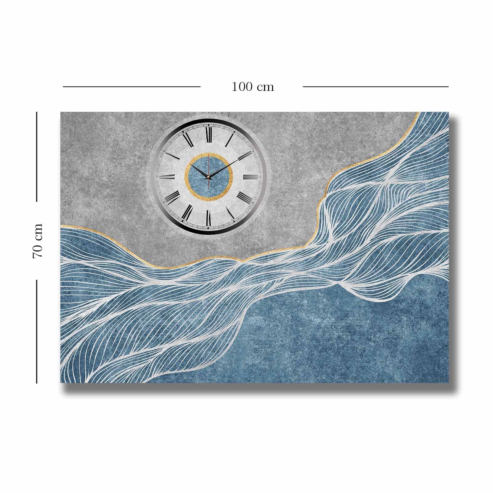 Relógio de Parede Decorativo em Tela Suede 100% 70 x 100 cm, Multicolor, Moldura de Madeira 2,8 cm (70100CS-029)