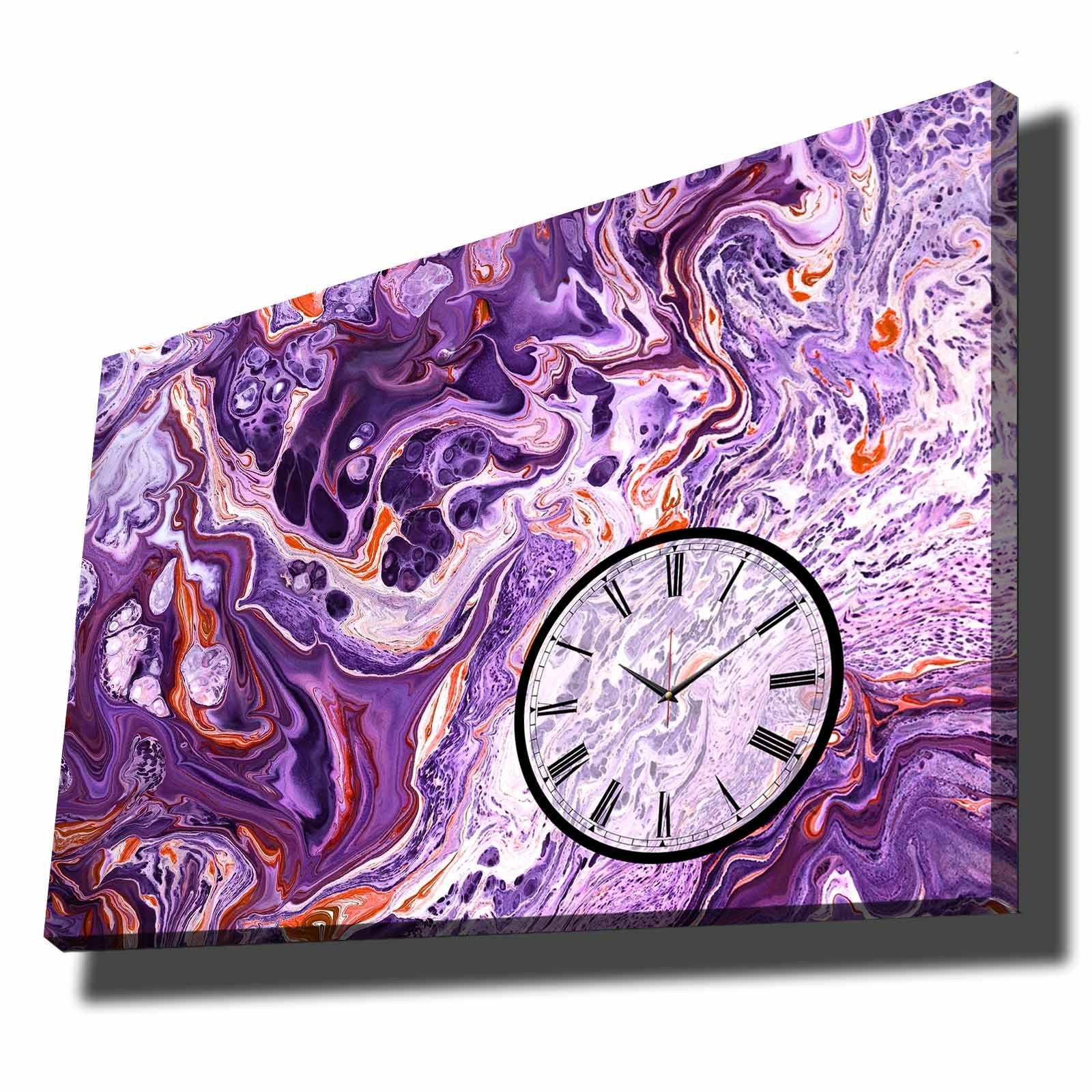 Relógio de Parede Decorativo em Tela Suede 100% – 70x100 cm, Moldura de Madeira 2,8 cm, Multicolor (70100CS-031)