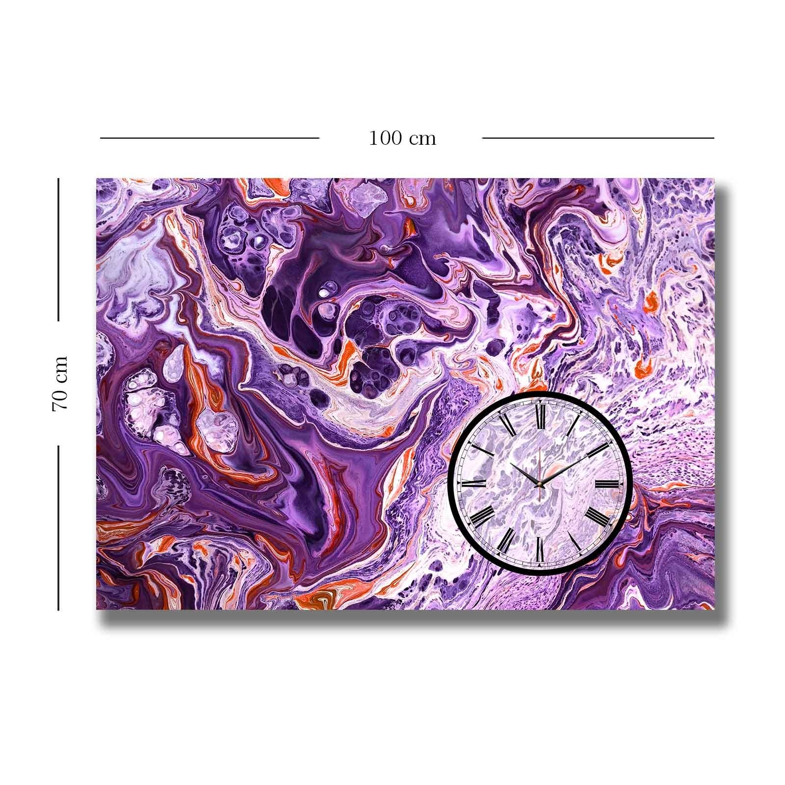 Relógio de Parede Decorativo em Tela Suede 100% – 70x100 cm, Moldura de Madeira 2,8 cm, Multicolor (70100CS-031)
