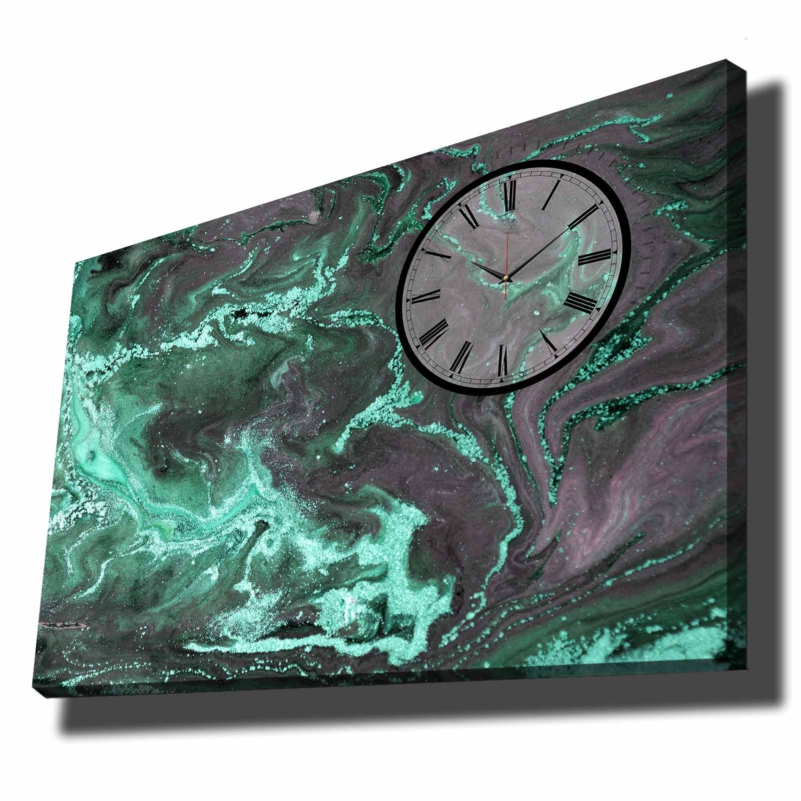 Relógio de Parede em Tela 70x100 cm Multicolor — Camurça 100% e Moldura de Madeira 2,8 cm