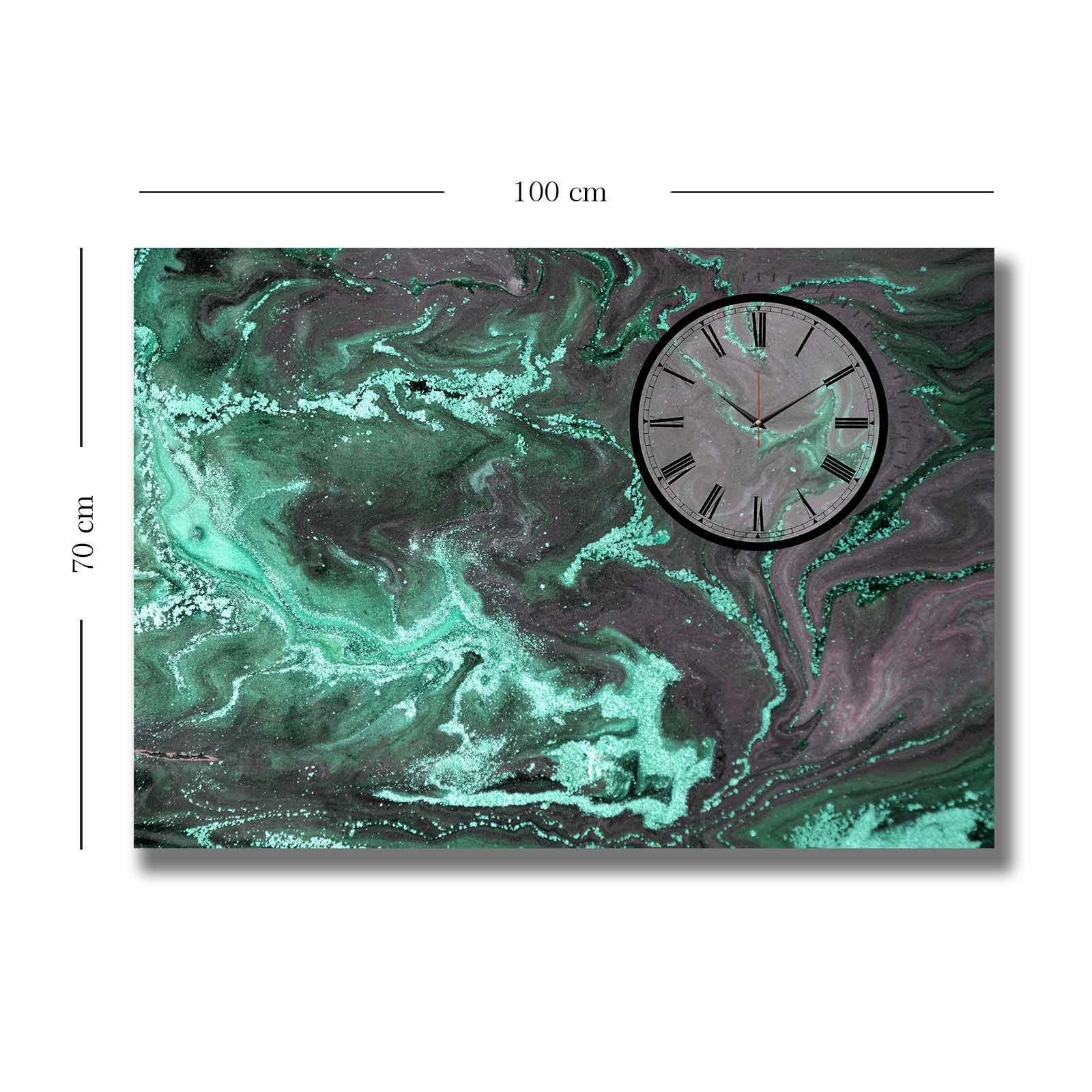 Relógio de Parede em Tela 70x100 cm Multicolor — Camurça 100% e Moldura de Madeira 2,8 cm