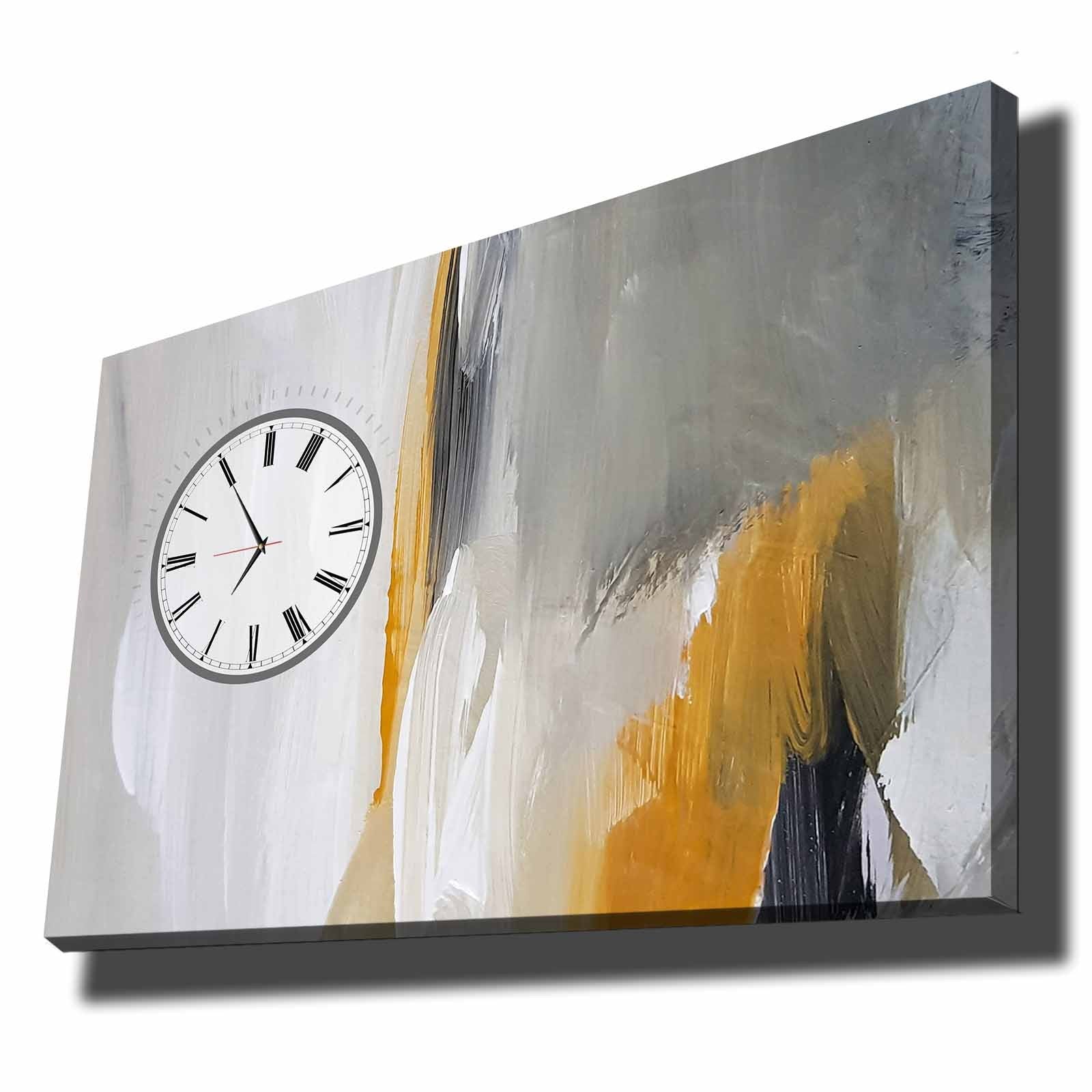 Relógio de Parede em Tela Decorativa Multicolor 70x100 cm, Canvas Suede 100% com Moldura de Madeira 2,8 cm — 70100CS-041