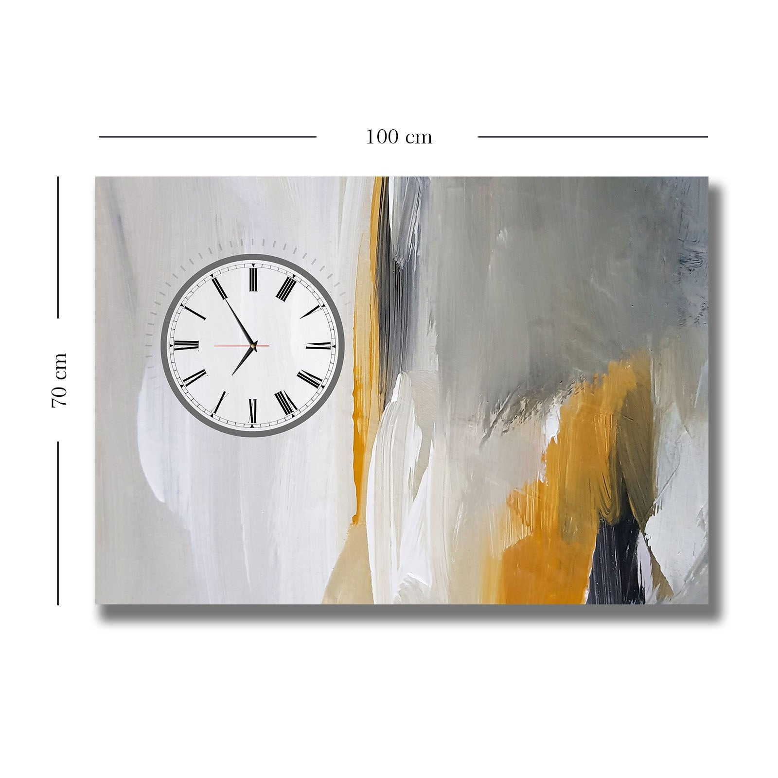 Relógio de Parede em Tela Decorativa Multicolor 70x100 cm, Canvas Suede 100% com Moldura de Madeira 2,8 cm — 70100CS-041