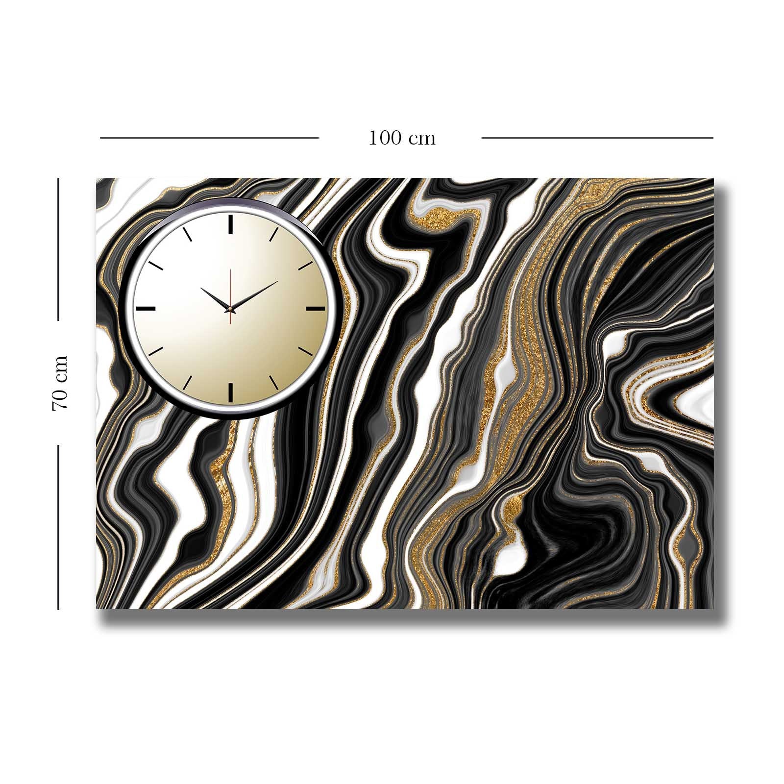 Relógio de Parede em Tela Decorativa Multicolor 70x100 cm | Tela Suede 100% | Moldura de Madeira 2,8 cm
