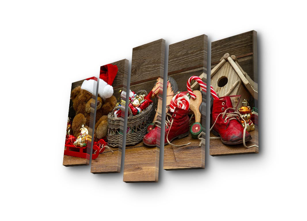 Quadro Decorativo em Tela Suede (Conjunto de 5 Peças) Multicolor, 105 x 70 cm, Moldura de Madeira