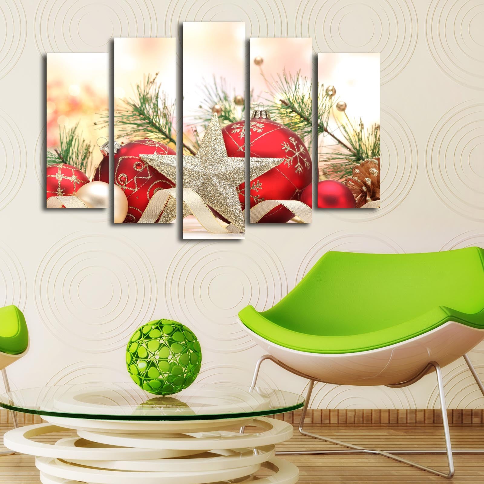 Quadro Decorativo em Tela Multicolor (5 Peças) — 105 x 70 cm — Canvas Suede 100% com Moldura de Madeira 3 cm