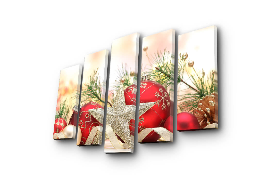 Quadro Decorativo em Tela Multicolor (5 Peças) — 105 x 70 cm — Canvas Suede 100% com Moldura de Madeira 3 cm