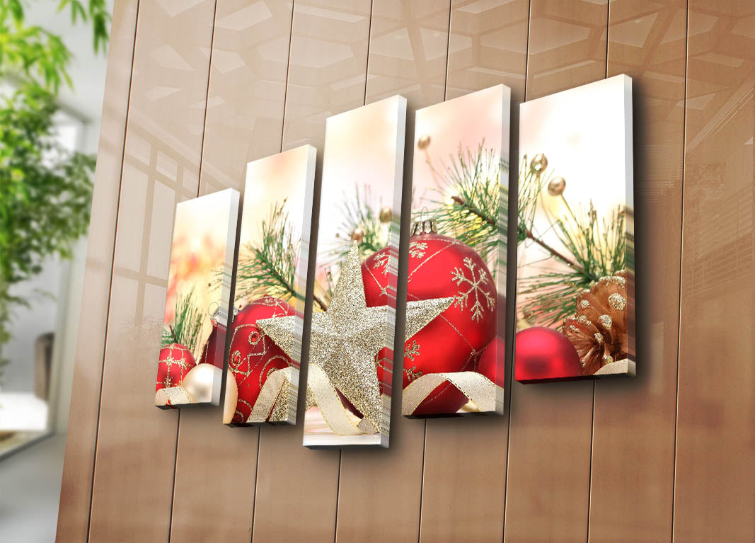 Quadro Decorativo em Tela Multicolor (5 Peças) — 105 x 70 cm — Canvas Suede 100% com Moldura de Madeira 3 cm