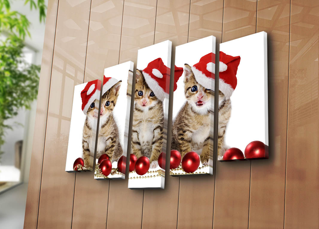 Quadro Decorativo em Tela Multicolor – Conjunto de 5 Peças – 100% Suede Canvas, Moldura de Madeira (3 cm) – 105 x 70 cm