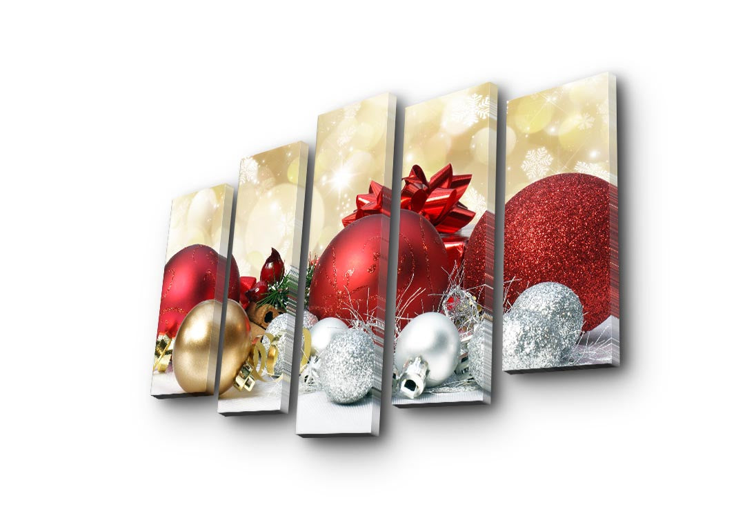 Quadro Decorativo em Tela Suede (5 Peças) Multicolor 105x70 cm com Moldura de Madeira