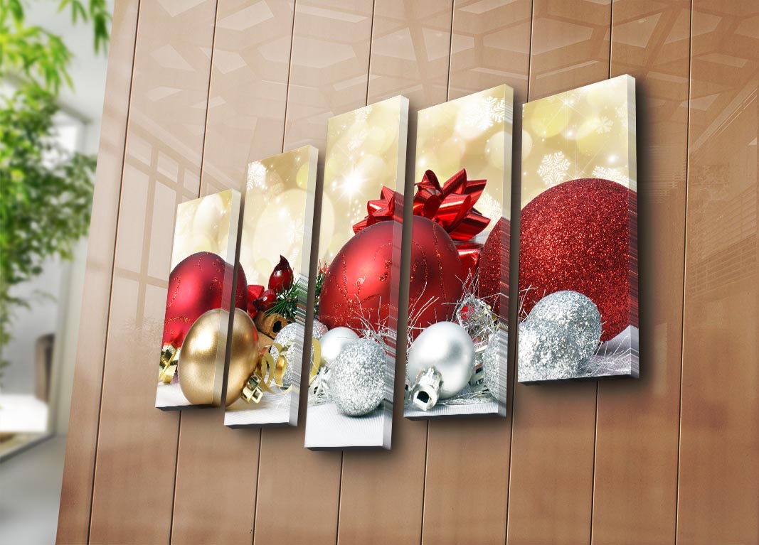 Quadro Decorativo em Tela Suede (5 Peças) Multicolor 105x70 cm com Moldura de Madeira