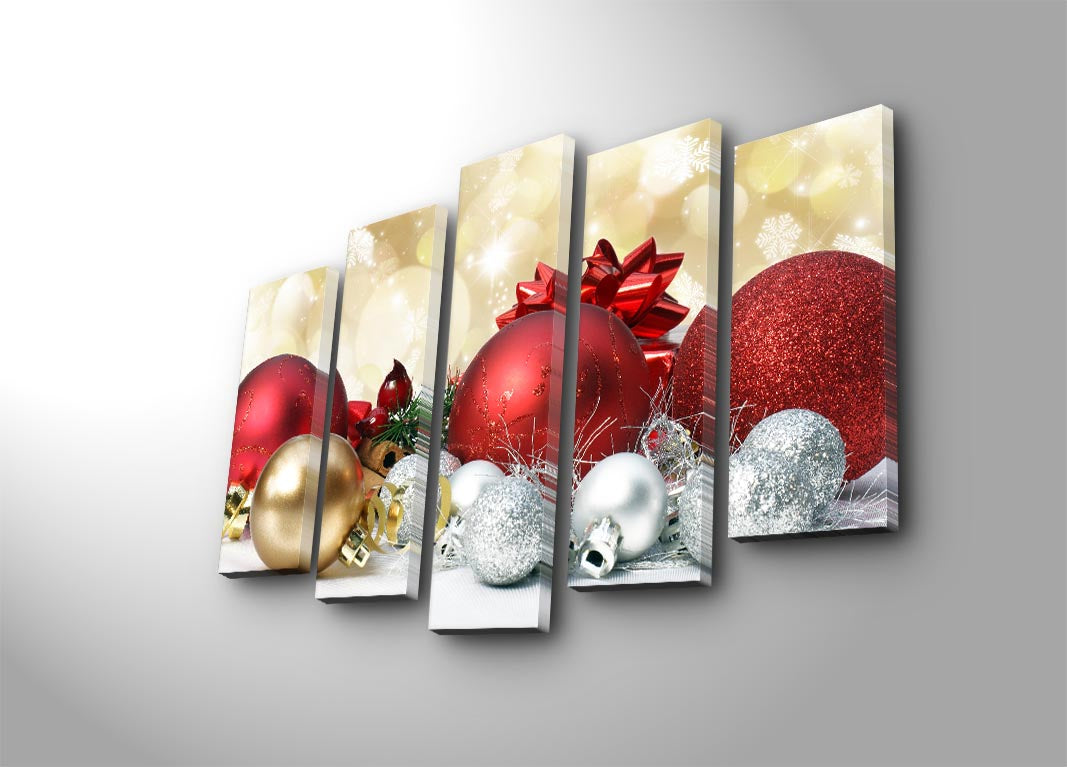 Quadro Decorativo em Tela Suede (5 Peças) Multicolor 105x70 cm com Moldura de Madeira