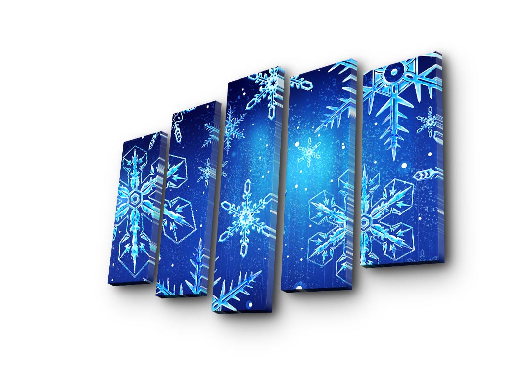 Quadro Decorativo em Tela Suede 100% Multicolor (5 Peças) – Moldura de Madeira – 105 x 70 cm