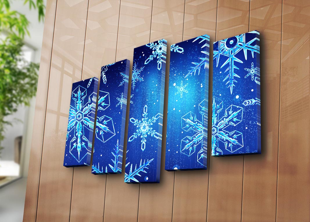 Quadro Decorativo em Tela Suede 100% Multicolor (5 Peças) – Moldura de Madeira – 105 x 70 cm