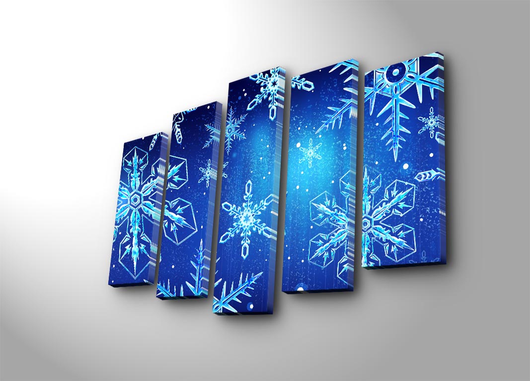 Quadro Decorativo em Tela Suede 100% Multicolor (5 Peças) – Moldura de Madeira – 105 x 70 cm