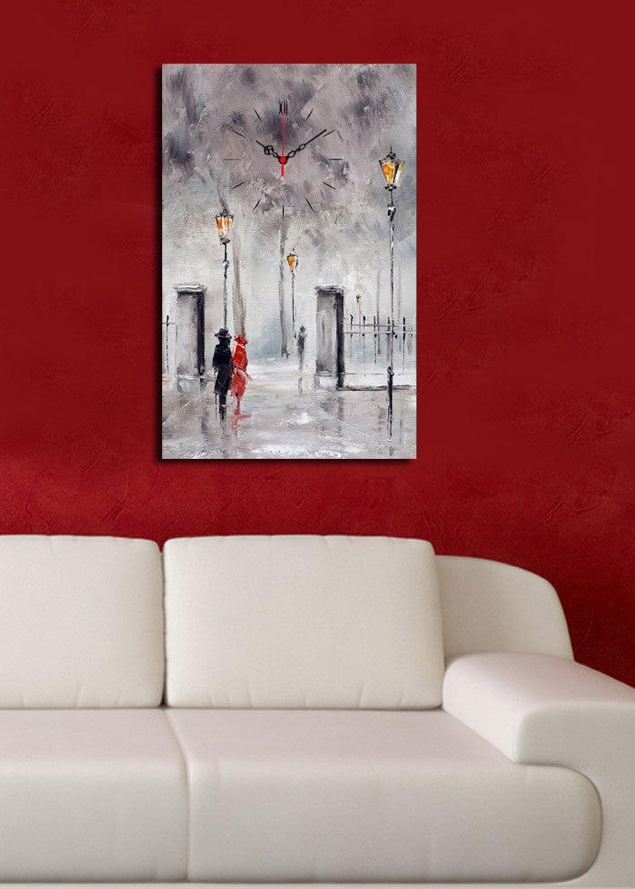Relógio de Parede em Tela Decorativa Multicolor 45x70 cm, Tela 100% Camurça, Moldura de Madeira 3 cm – YYCS-1 (229CST1601)