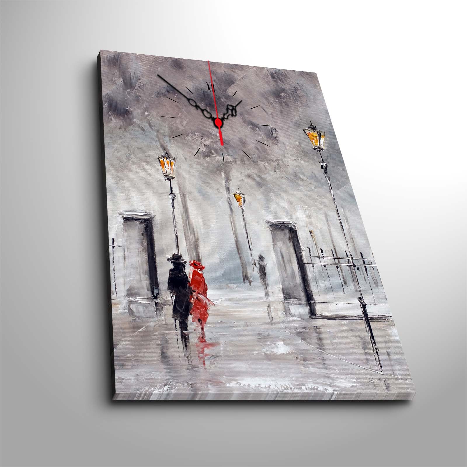 Relógio de Parede em Tela Decorativa Multicolor 45x70 cm, Tela 100% Camurça, Moldura de Madeira 3 cm – YYCS-1 (229CST1601)