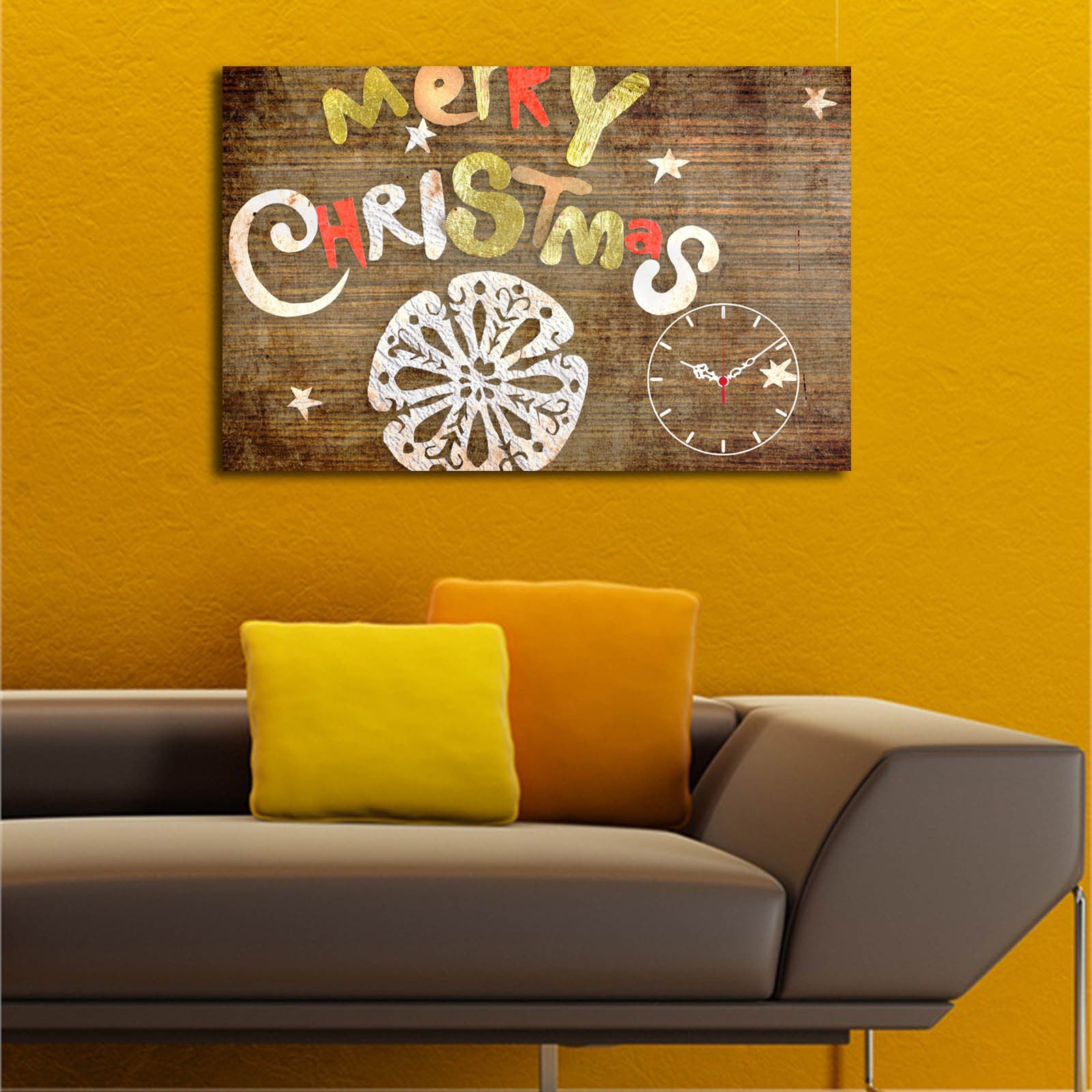 Relógio de Parede Decorativo em Tela Suede Multicolor 45x70 cm com Moldura de Madeira (3 cm) – YYCS-6