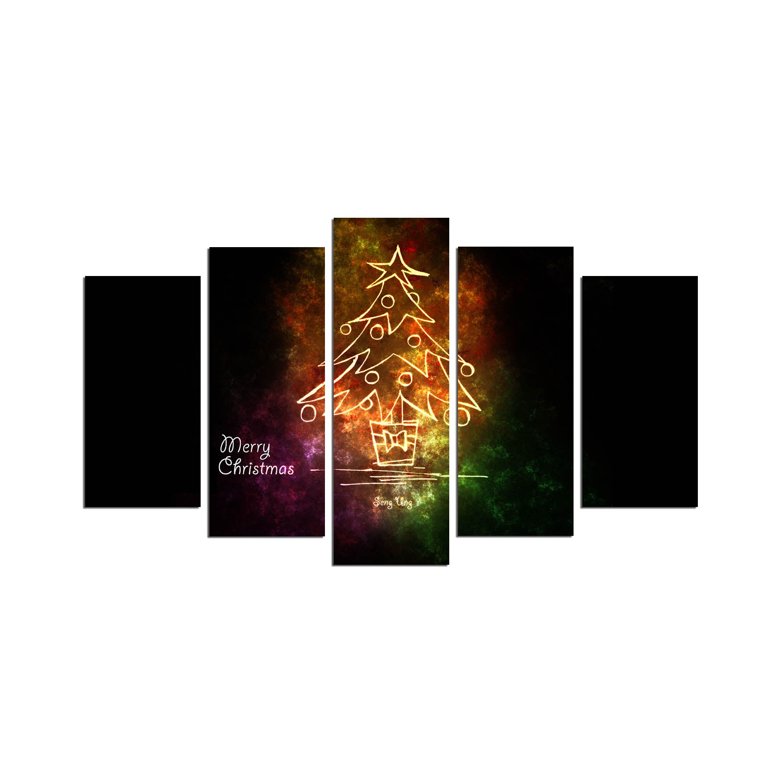 Conjunto de Quadros Decorativos MDF (5 Peças) Multicolor – 105x60 cm, Espessura 3 mm