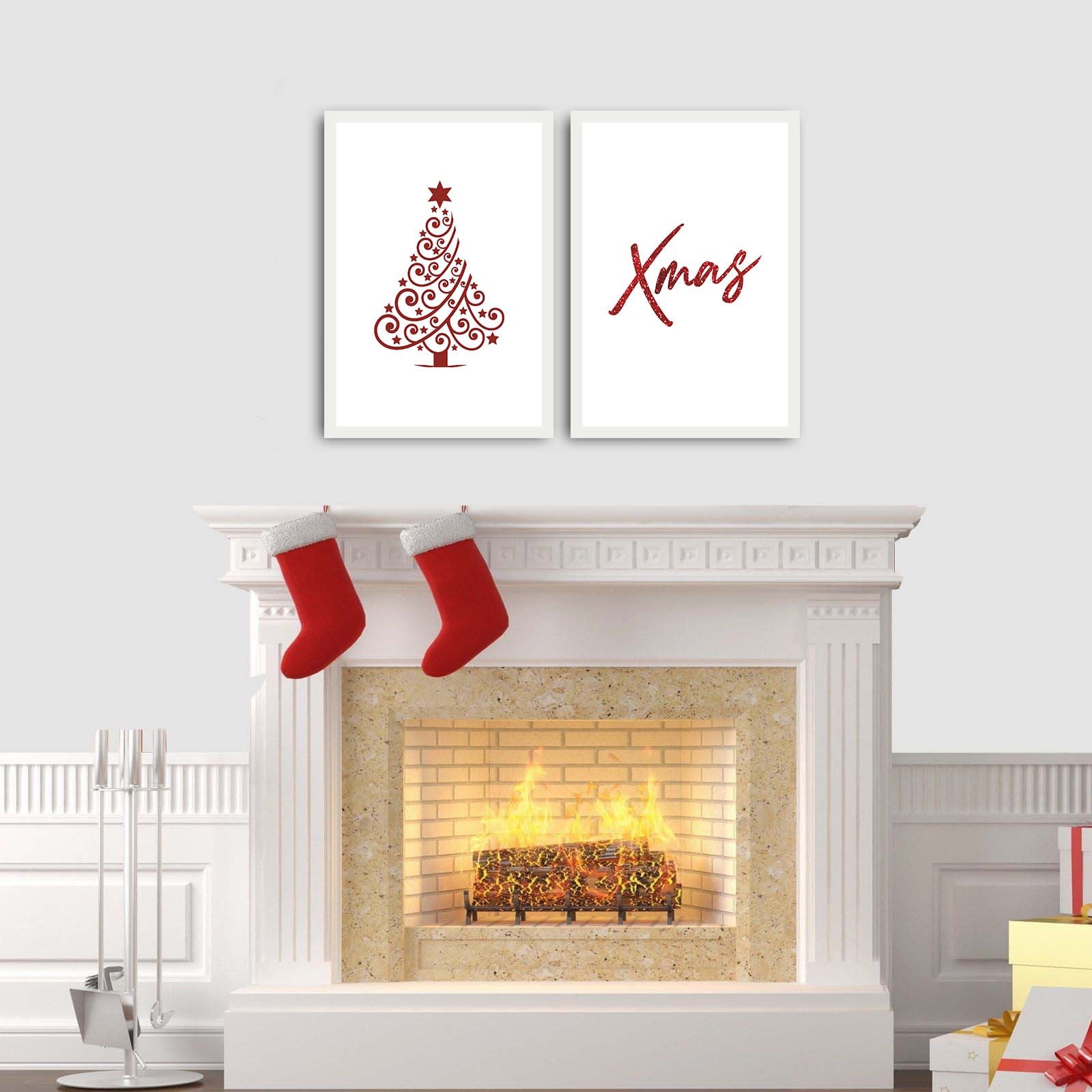 Quadros Decorativos em MDF com Moldura (2 Peças), Multicolor, 35 x 50 cm cada, Tamanho Total 72 x 50 cm