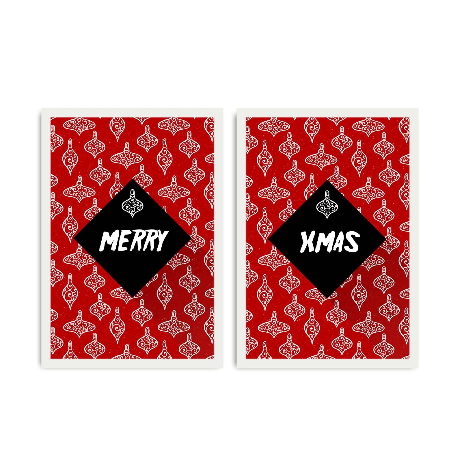 Conjunto de Quadros Decorativos em MDF com Moldura em PVC – 2 Peças 35x50 cm (Total 72x50 cm), Multicolor | 2PBCTNOEL-08