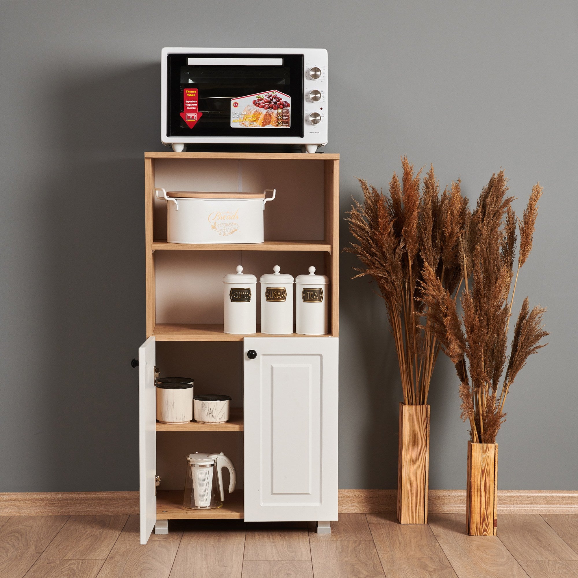 Armário multiuso – 60cm x 120cm x 37cm – Carvalho Safira e Nogueira – Painéis de partículas revestidos a melamina