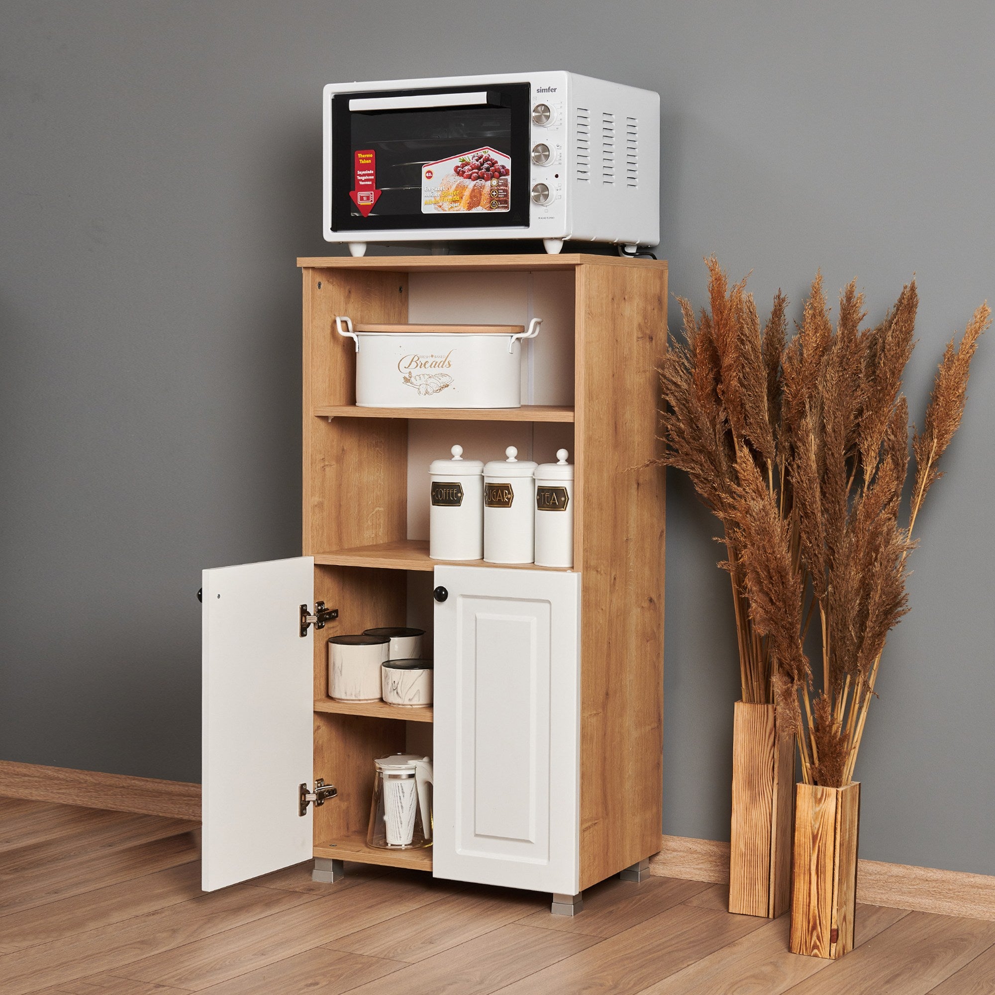 Armário multiuso – 60cm x 120cm x 37cm – Carvalho Safira e Nogueira – Painéis de partículas revestidos a melamina